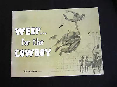 Vintage Stew Cameron Western Art Cartoon 'Weep For The Cowboy' • $19.95