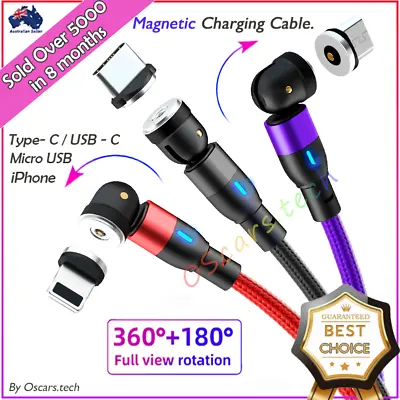 $3.85 • Buy Magnetic Cable Phone Charging Charger Micro USB/Type-C/USB-C/iPhone Cord 3in1 2M