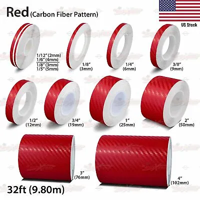 CARBON FIBER RED Vinyl Pinstriping Pin Stripe Car Motorcycle Tape Decal Stickers • $10.95