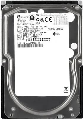 Fujitsu Limited MAT3147NC 147GB 10K Ultra 320 SCSI/SCA2/LVD Hard Drive HDD • $59.95