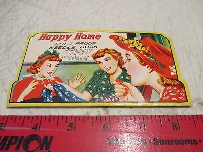 Vintage  1930's-40's Vintage Sewing Needle Book Happy Home • $3