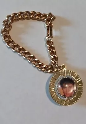 Vintage  ELVIS PRESLEY Bracelet Spinner Pendant Gold Tone BOXCAR • $12.99