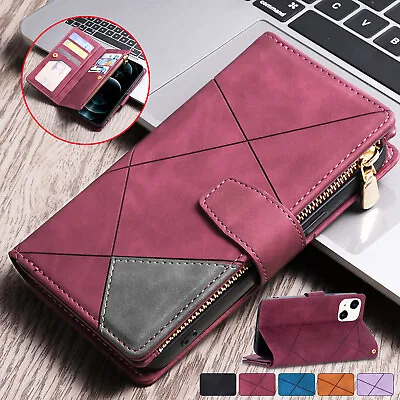 For IPhone 15 14 13 12 11Pro Max 8 7 XR XS Case Leather Wallet Flip Zipper Cover • $13.31