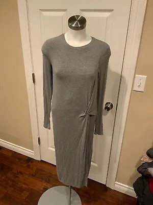 BCBG Max Azria Gray Long Sleeve Twisted Front Wrap T-Shirt Dress Size XS • $36.50