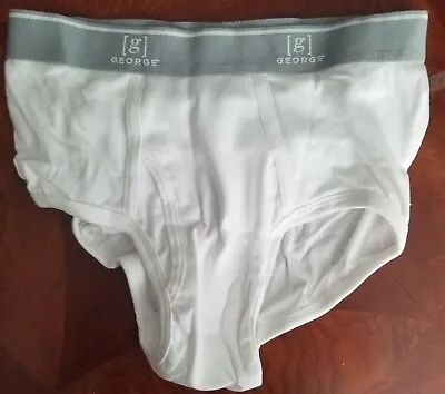 New Vintage George 100% Cotton Briefs White With Gray Waistband Size M 32-34 #2 • $9.95