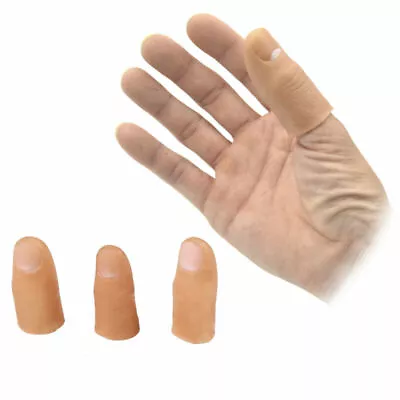 3Pcs Soft Thumb Tip Finger Fake Magic Trick Vinyl Toy Fun Joke Prank Props • £2.84