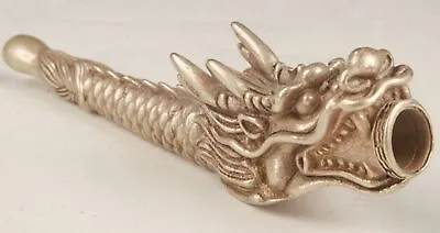 Old Chinese Tibet Silver Hand-carved Dragon Smoking Pipe F416 • $14.45