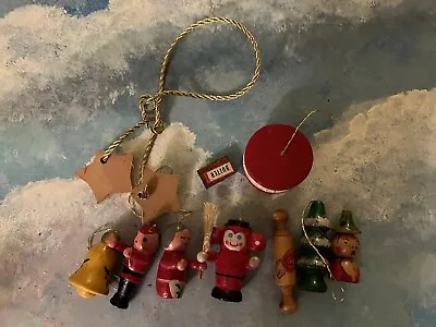 Lot Of 8 Vintage Miniature Mini Wooden Christmas Ornaments • $5.99