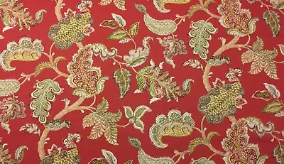  P Kaufmann Large Jacobean Leaf Red Vine Multipurpose Fabric 3.5 Yards 54 W • $35.99