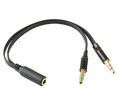 £3.50 • Buy 3.5mm 1 Female To 2 Male Y Splitter Cable F L/R Audio Microphone MIC PC Headset
