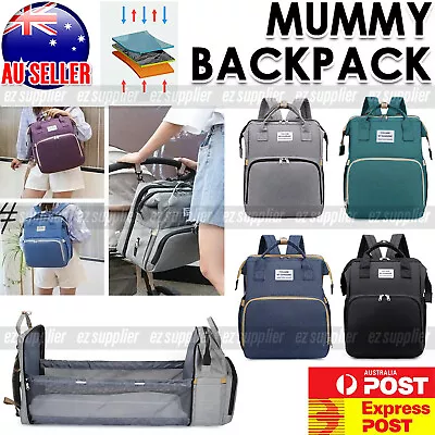 Foldable Large Mummy Bag Baby Bed Backpack Maternity Nappy Diaper Milk HOT • $21.99