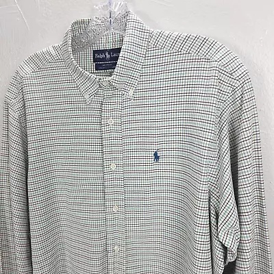 Vintage Polo Ralph Lauren Made In The USA Cotton From Japan Blue Plaid 16.5 34 • $29.99