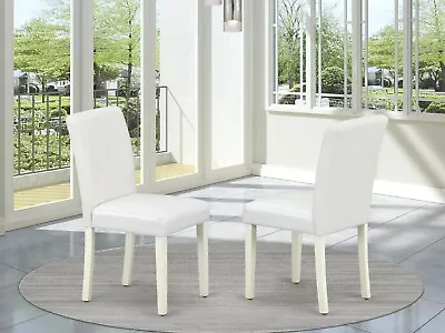 Set Of 2 Abbott Parsons Kitchen & Dining Chairs White PU Leather Off-white Legs • $145