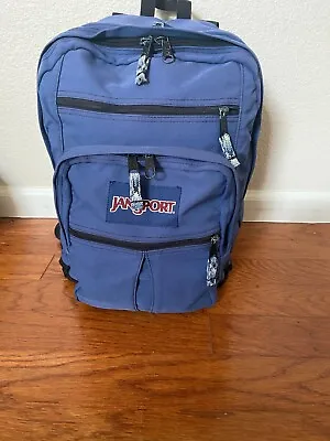 Vintage JanSport Backpack 5 Zippered Pockets Navy Blue • $39