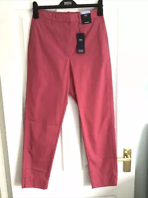 M&S Ladies Chino Trousers. Size 8 Reg. Ankle Length Medium Pink RRP £25 • £7.50