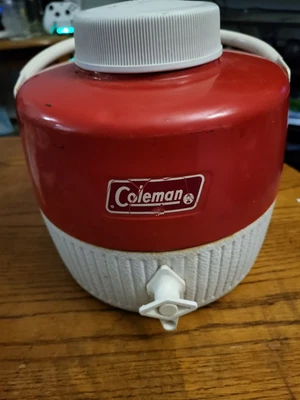 $19.99 • Buy Vintage Coleman Water Jug Cooler Drink Dispenser Red/White 1 Gallon Camping Gear