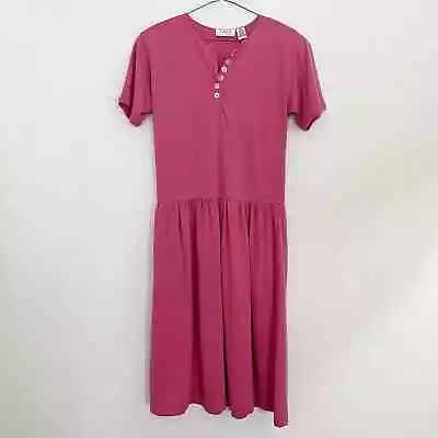 VTG Talbots Petites T Shirt Dress Womens Size PS Pink Cotton Short Sleeve Midi • $25