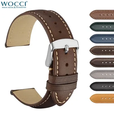 WOCCI Vintage Leather Watch Band 16mm 18mm 19mm 20mm 21mm 22mm 23mm 24mm Strap • $12.99
