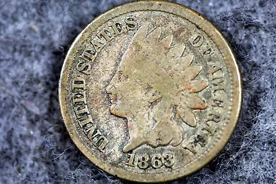 Estate Find 1863 - Copper Nickel Indian Head Cent!!!  #H5360 • $8