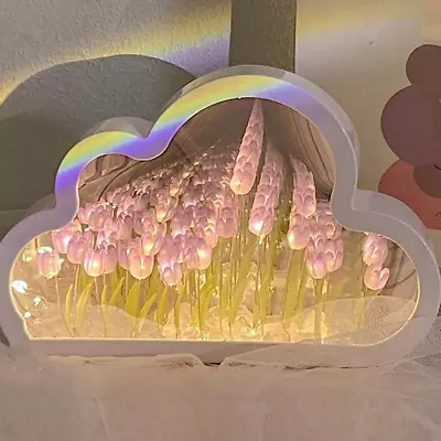 Cloud Mirror Tulip Lamp Simulation Flower Bedroom Sleeping Table Lamp Hand Cra • $18.76