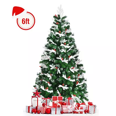 Topbuy Premium Unlit Christmas Tree Snow Flocked Hinged Artificial Christmas • $49.95