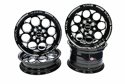 VMS Racing Front & Rear Wheels Black Modulo Drag Pack 15x3.5 & 15x7 4x100 73.1 • $779.95