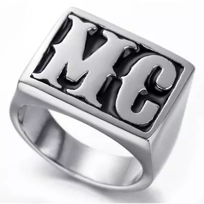 Mens Stainless Steel Gold Motorcycle Club Mc Biker Ring For Men Size 7-14 • $7.99