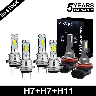 Combo LED Headlight Fog Light Bulbs Kit 6500K For BMW 328i 325xi 330xi 2002-2006 • $21.48