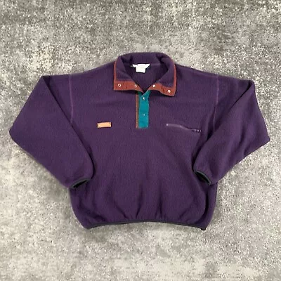 Vintage Columbia Jacket Mens Large Purple Fleece Pullover Made In USA 90s Jumper • $24.98