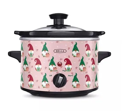 Bella 1.5 Quart Slow Cooker Pot Pink Multicolor Gnomes New NIB Mini Small Crock • $39.99