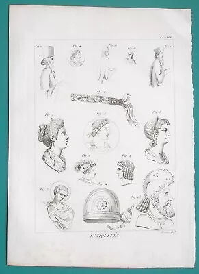 HEADGEAR Of Kings Queens Emperors Egypt Syria - 1804 Antique Print • £21.23