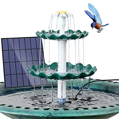 AMZtime Solar Bird Bath Fountain 3 Tier Bird Bath With 3.5W Solar Water Fountai • $37.24