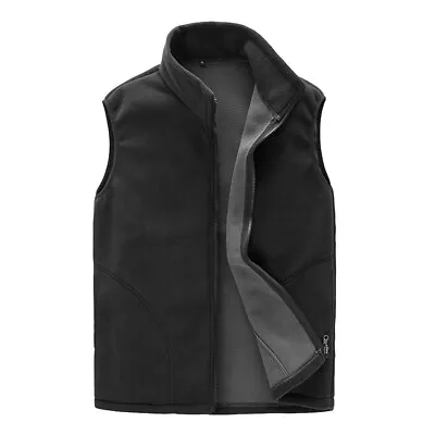 Mens Winter Warm Polar Fleece Gilet Outdoor Zip Sleeveless Waistcoat Vest Coat ♪ • $21.99