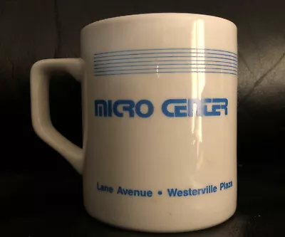 Vintage Micro Center Coffee Mug - Lane Avenue Westerville Plaza. White/blue.￼ • $11