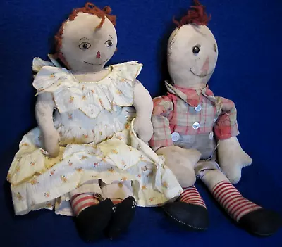 Early 1915-1940s Volland Raggedy Ann/Andy Dolls 14  - 15  • $200
