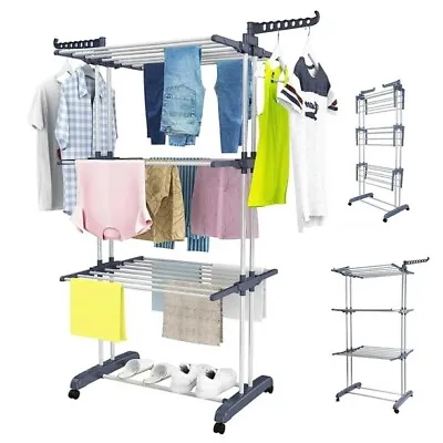 Heavy Duty Laundry Clothes Drying Rack Portable Folding Rolling Dryer Hanger • $38.66