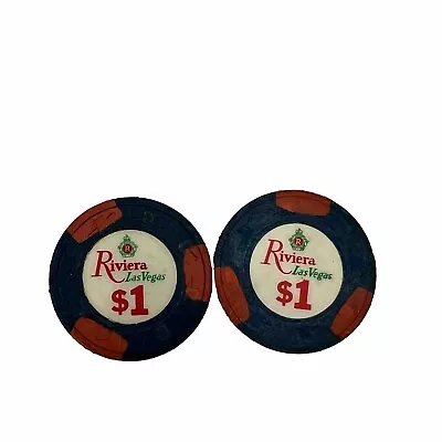 Vintage 70s Riviera Hotel Las Vegas Poker Chips $1 Lot Of Two • $11.50