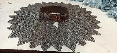 8 Mm Handmade Chain Mail Collar Bishop Mantle Material : Mild Steel & Leather | • $102.30