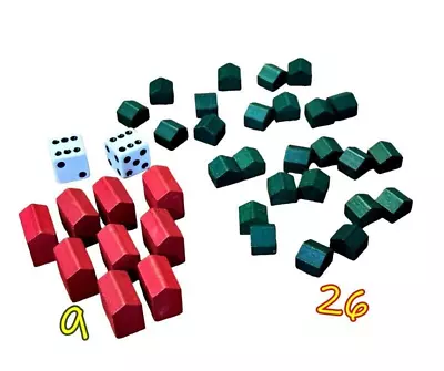 Monopoly Deluxe Edition Wooden Hotels And Houses Replacement Pieces + Dice 1998 • $6.88