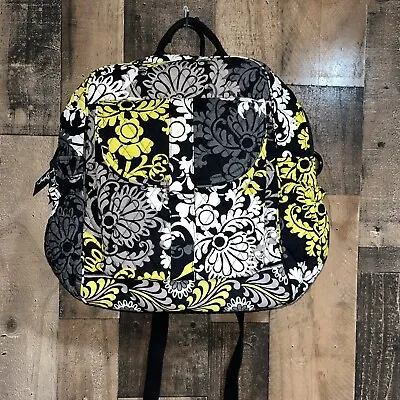 Retired VERA BRADLEY Baroque Laptop Backpack Yellow Black Floral • $25