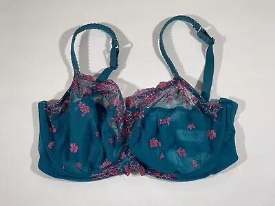 PANACHE Ariza Balconette Bra 32H Teal/pink • £20