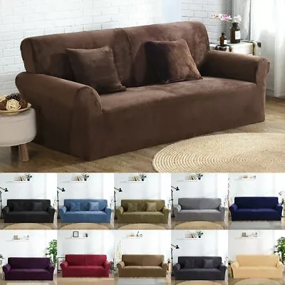 $10.91 • Buy Velvet Plush Sofa Cover Sectional Couch Covers Elastic Sofa Slipcover Stretch