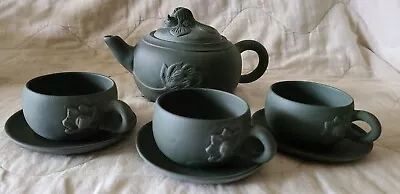 A VINTAGE CHINESE YIXING ZISHA TEAPOT And 3 Cups Moveable Koi Eyes • $50