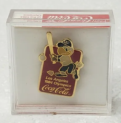 1984 Summer Olympic Baseball Pin Dodger Stadium Coca-Cola Souvenir In Case • $7.64