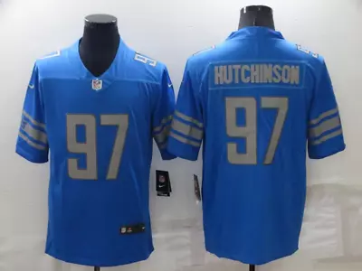 Detroit Lions #97 Aidan Hutchinson Blue Color Stitched Football Jersey Men’s M • $41.99