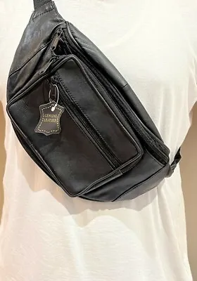 £10.99 • Buy Real Leather Men's Bum Bag Waist Bag, Travel Pouch Cross Body Fanny Pack Black