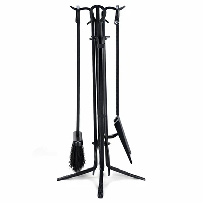 $55.95 • Buy Topbuy Robust 5 PCS Steel Fireplace Tools Set Stand Hearth Accessories