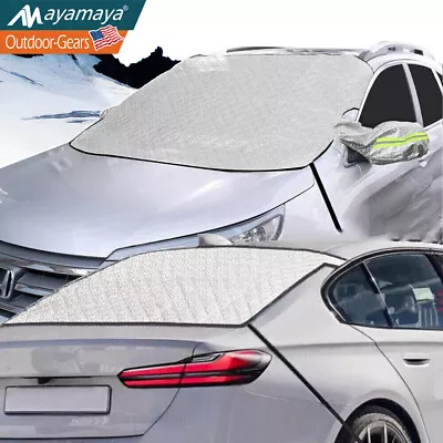 Magnetic Car Windshield & Rear Snow Cover Sun Shade Protector Winter Frost Guard • $28.99