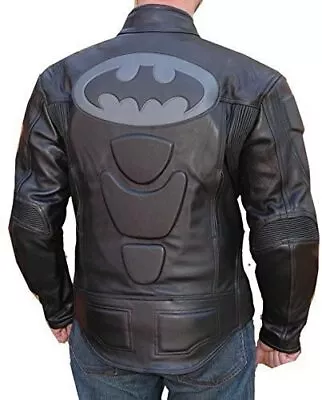 Mens Batman Motorcycle New Black Cowhide Armored Biker Leather Racing Jacket • $159.99