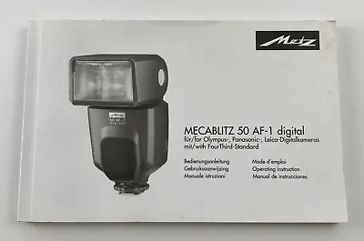 Metz 50 AF-1 Flash (for) Leica Panasonic Olympus INSTRUCTION MANUAL USERS GUIDE • $12.75